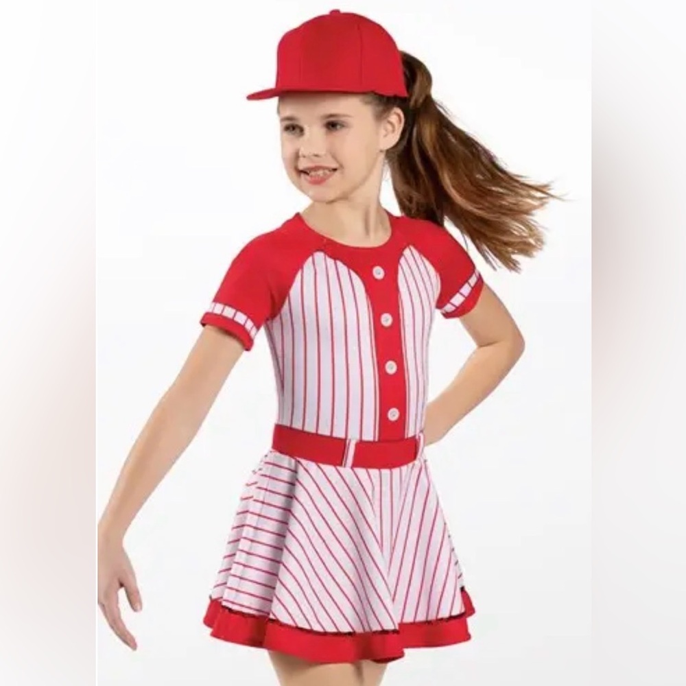 Weissman Red and White Striped Dance Costume